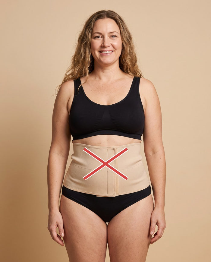 A classic belly binder squeezing only the front