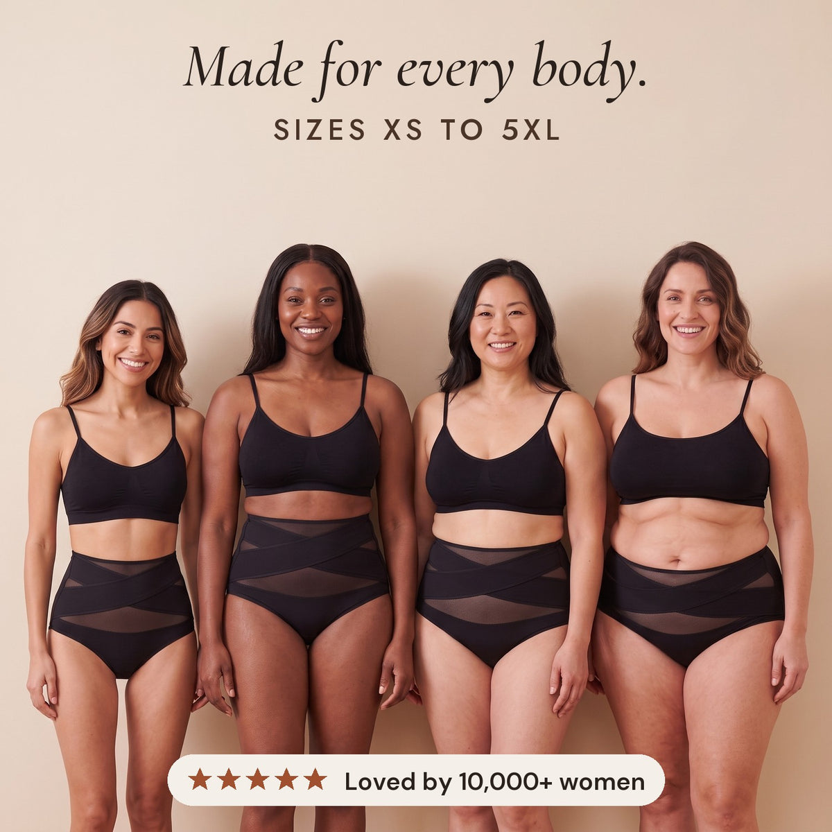 Made for every body, sizes XS to 5XL