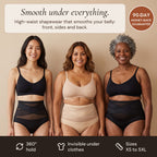 Three women of different ages wearing The Smooth Brief™, 90-day money-back guarantee
